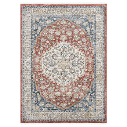 IND-130 Well Woven Indira Mythos Crimson Overhead on White