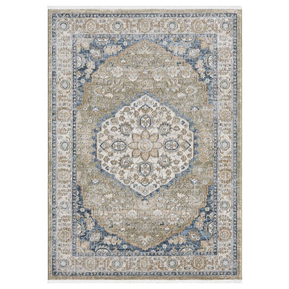 IND-135 Well Woven Indira Mythos Emerald Green Overhead on White