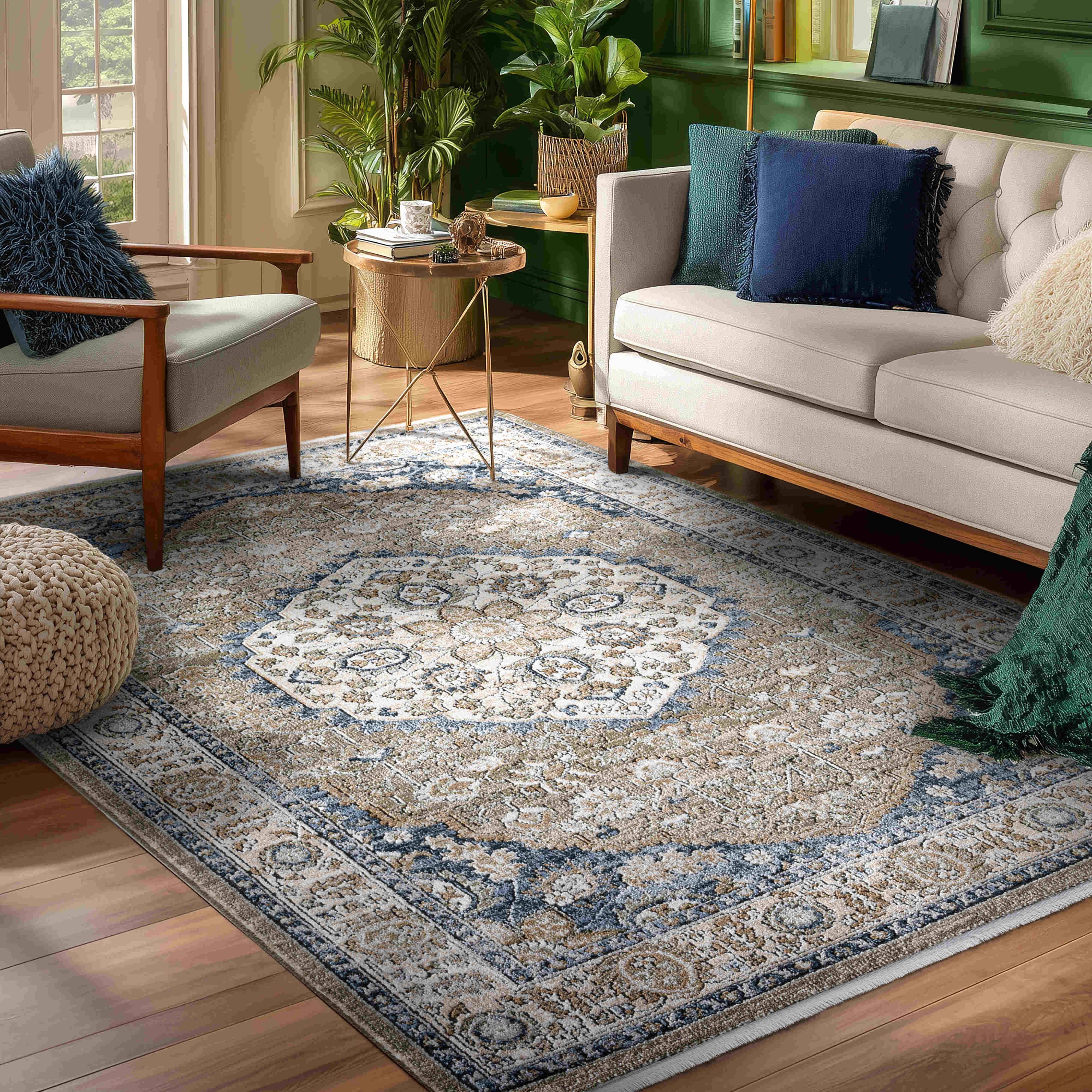 Well Woven Indira Mythos Vintage Medallion Rug with Fringe