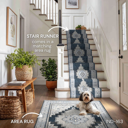 IND-163-R Well Woven Obsidian Midnight Blue Matching Rug and Runner