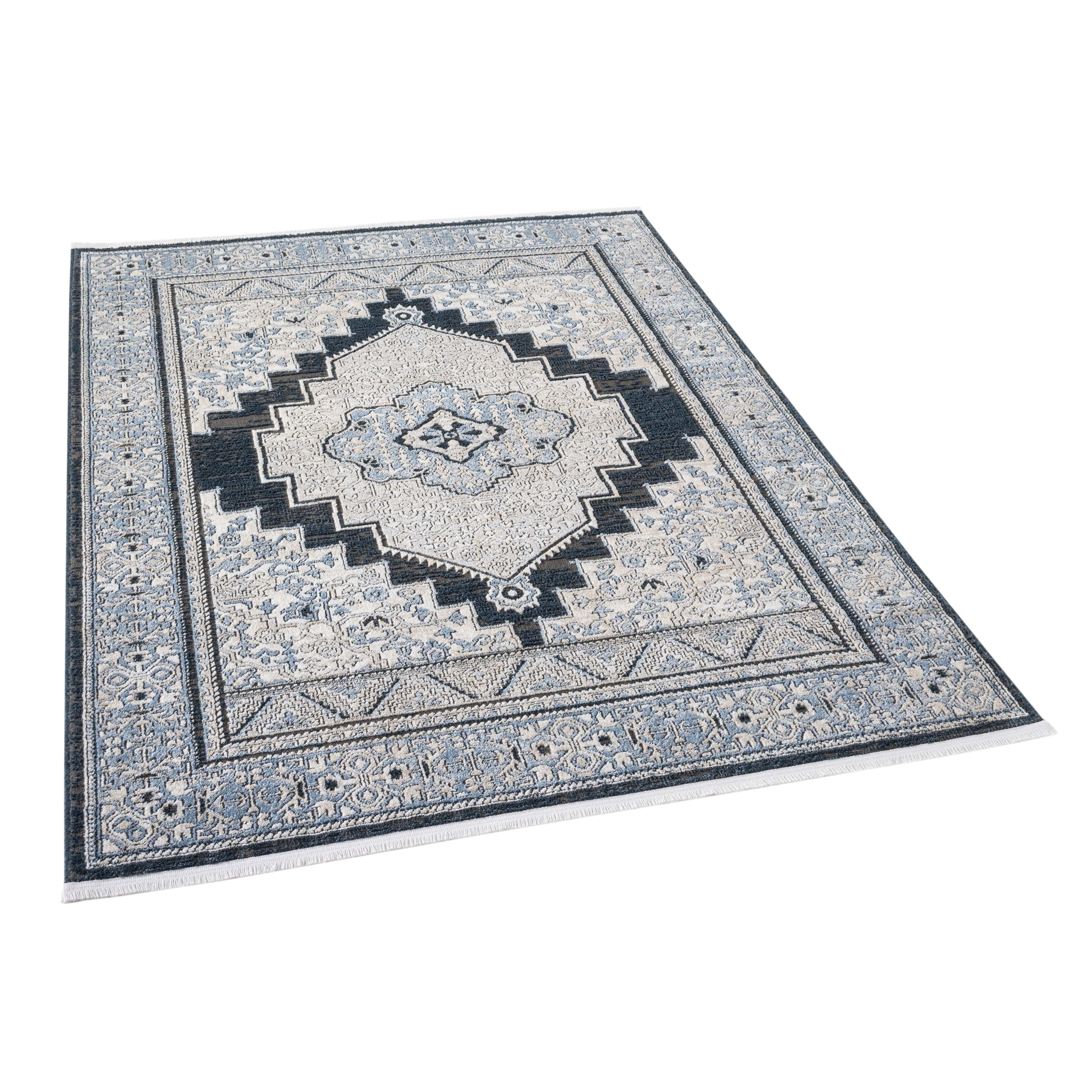 IND-163 Well Woven Indira Obsidian Midnight Blue Floor on White