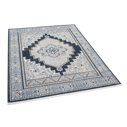 IND-163 Well Woven Indira Obsidian Midnight Blue Floor on White