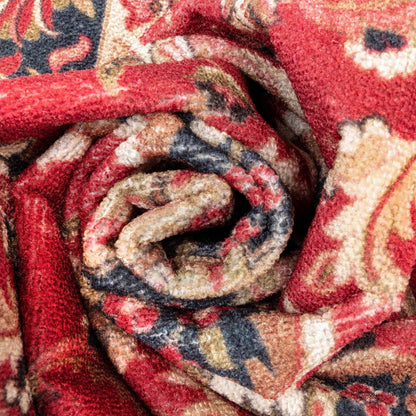 Custom Size Runner Gene Medallion Persian Red Select Your Width x Choose Your Length Machine Washable Hallway Runner Rug Well Woven