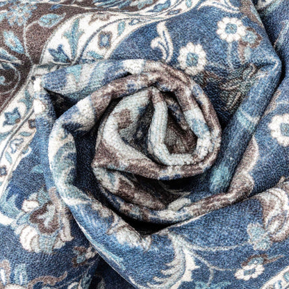 Custom Size Runner Gene Medallion Persian Blue Select Your Width x Choose Your Length Machine Washable Hallway Runner Rug Well Woven