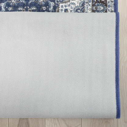 Custom Size Runner Gene Medallion Persian Blue Select Your Width x Choose Your Length Machine Washable Hallway Runner Rug Well Woven