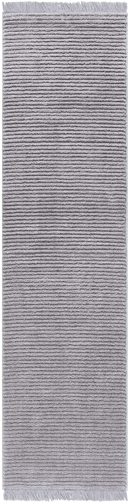 Carlow Solid & Striped Textured Taupe Ivory Ultra Soft High-Low Shag Rug Well Woven