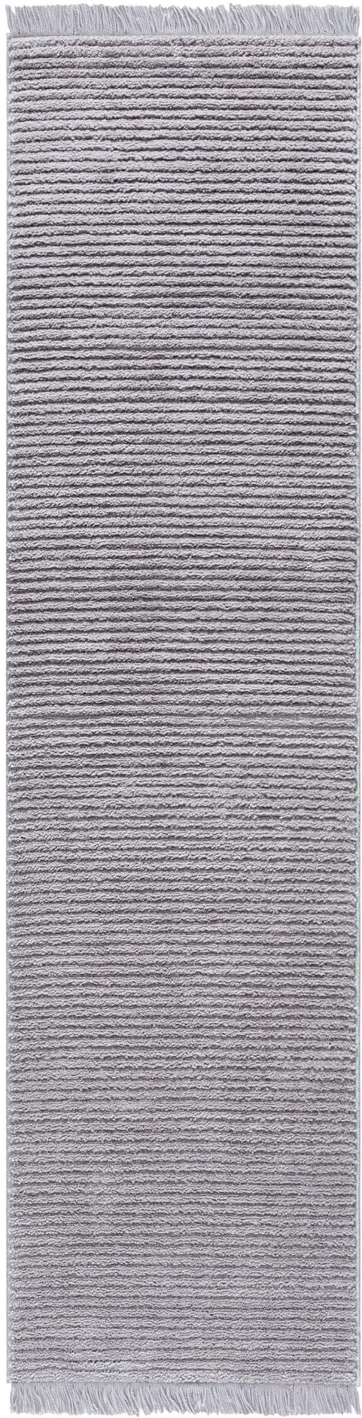 Carlow Solid & Striped Textured Taupe Ivory Ultra Soft High-Low Shag Rug Well Woven