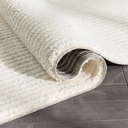 Custom Size Runner Marina Monroe Ivory Hallway Runner Rug - Well Woven - A detail view of the soft pile ivory runner rug