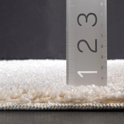 Monroe Solid & Striped Textured Ivory Ultra Soft High-Low Shag Rug Well Woven
