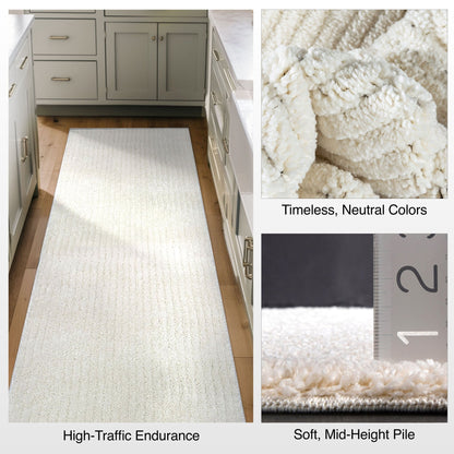 Custom Size Runner Marina Monroe Ivory Hallway Runner Rug - Well Woven - An ivory rug runner in various settings and angles
