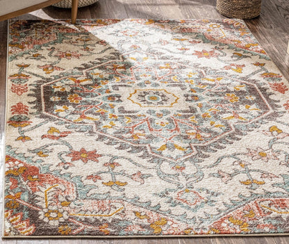 Gwendolyn Blush Bohemian Oriental Medallion Rug Well Woven