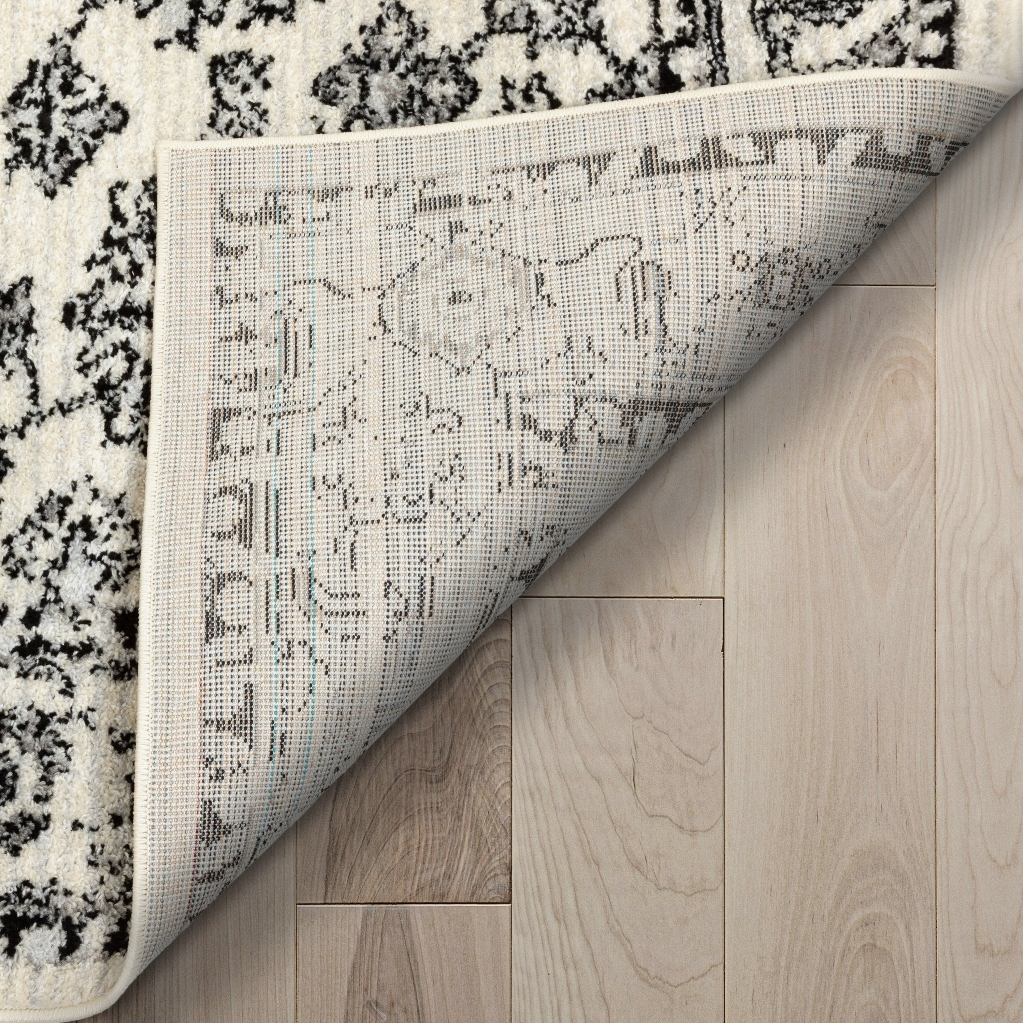 Palace Persian Oriental Botanical Ivory Grey High-Low Rug Well Woven