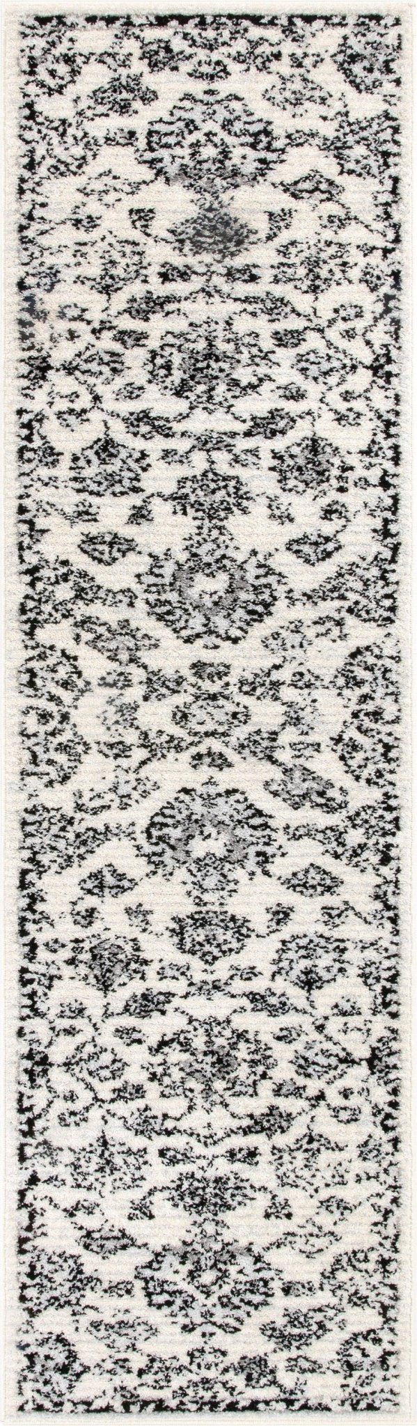 Palace Persian Oriental Botanical Ivory Grey High-Low Rug Well Woven