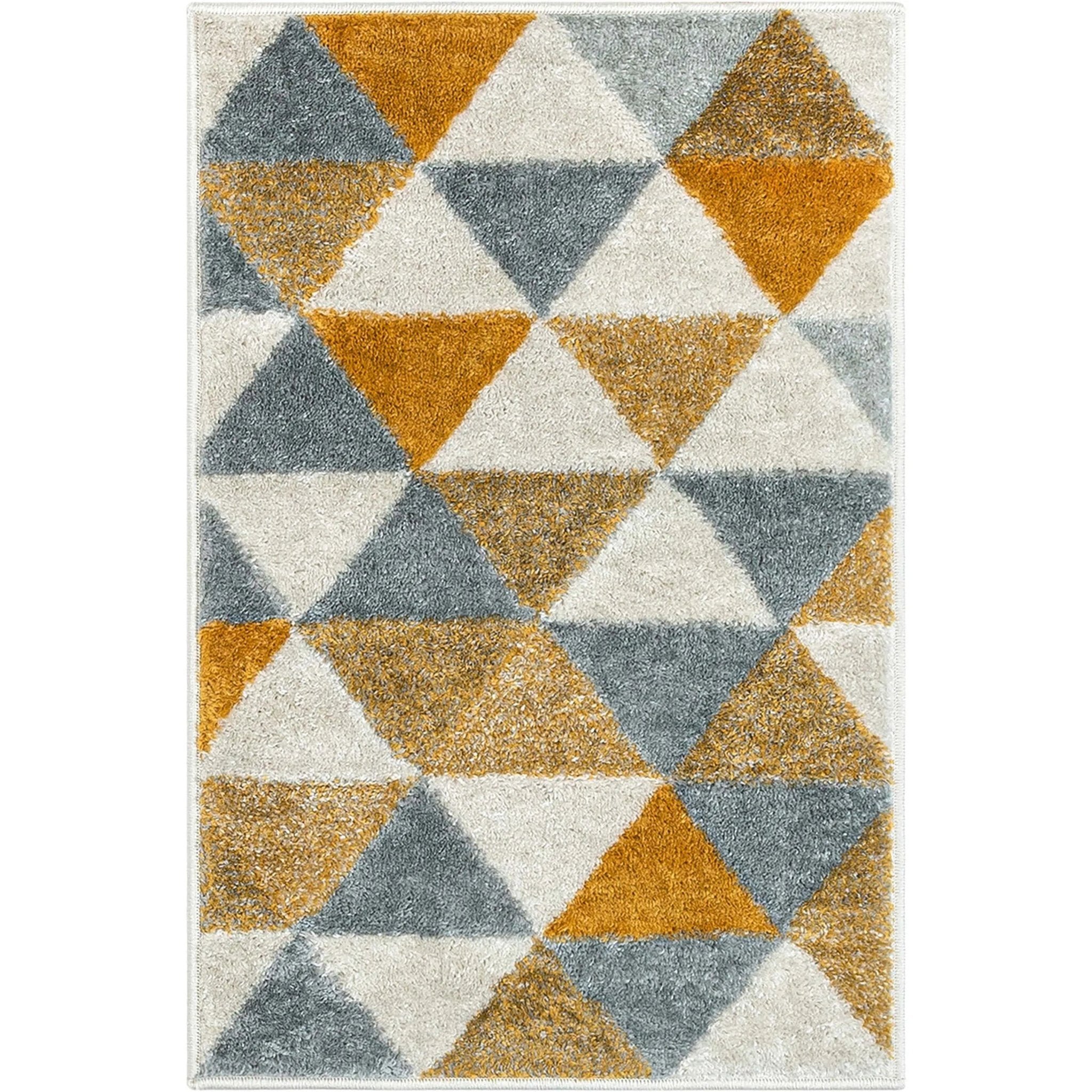 Alvin Gold Modern Geometric Rug Well Woven