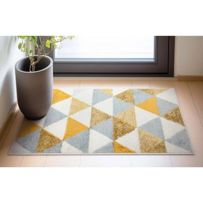 Alvin Gold Modern Geometric Rug Well Woven
