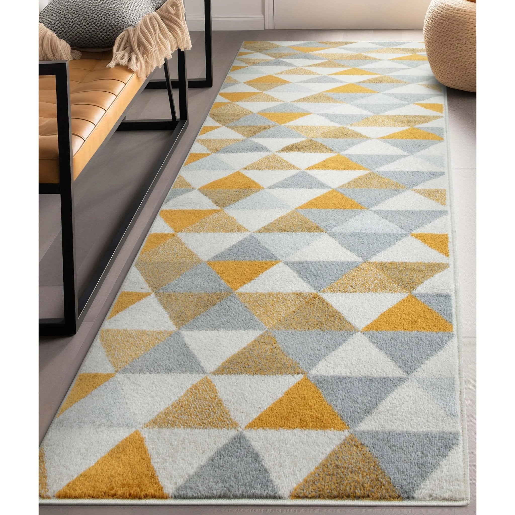 Alvin Gold Modern Geometric Rug Well Woven