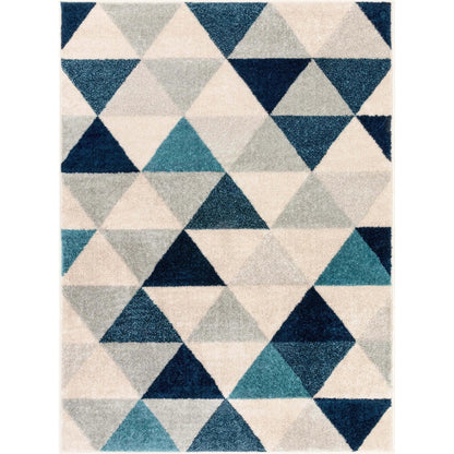 Alvin Blue Modern Geometric Rug Well Woven