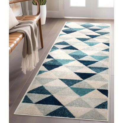 Alvin Blue Modern Geometric Rug Well Woven