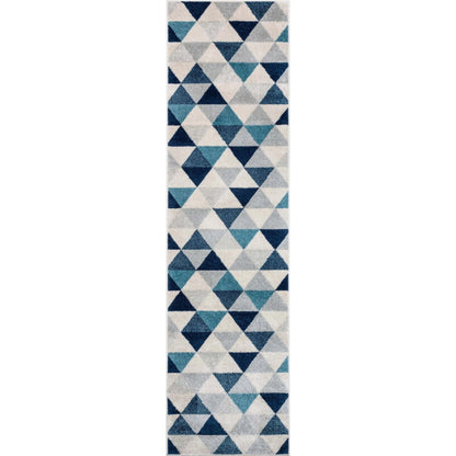 Alvin Blue Modern Geometric Rug Well Woven