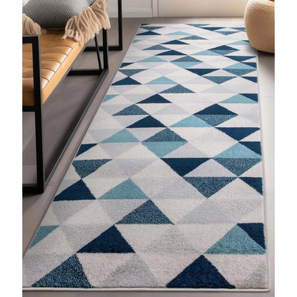 Alvin Blue Modern Geometric Rug Well Woven