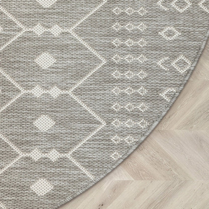 Nord Moroccan Tribal Indoor Outdoor Light Grey Flatweave Rug Well Woven