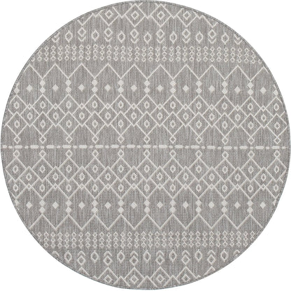 Nord Moroccan Tribal Indoor Outdoor Light Grey Flatweave Rug Well Woven