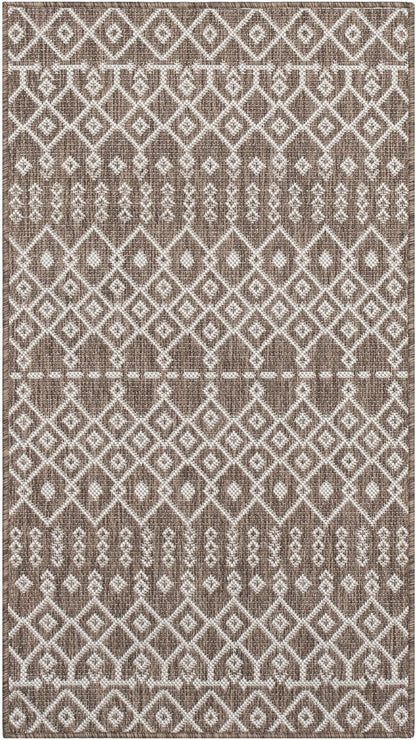 Nord Moroccan Tribal Indoor Outdoor Taupe Flatweave Rug Well Woven