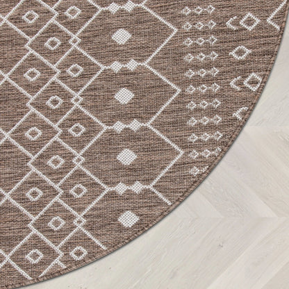 Nord Moroccan Tribal Indoor Outdoor Taupe Flatweave Rug Well Woven