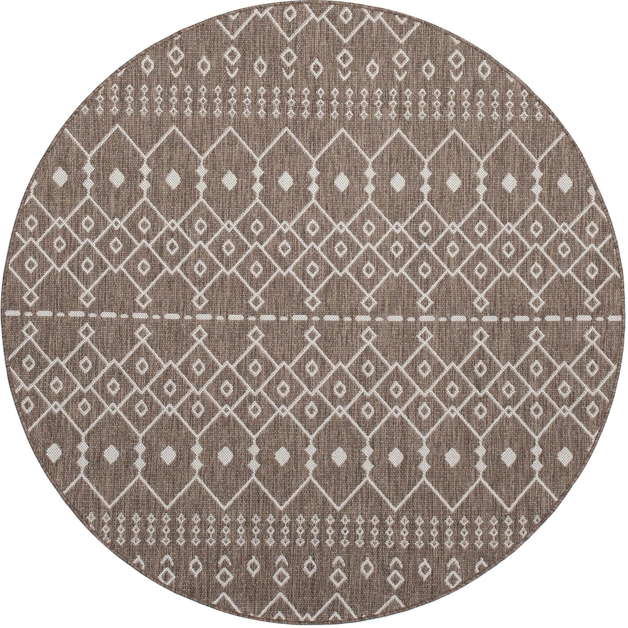 Nord Moroccan Tribal Indoor Outdoor Taupe Flatweave Rug Well Woven