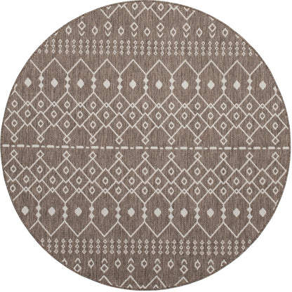 Nord Moroccan Tribal Indoor Outdoor Taupe Flatweave Rug Well Woven
