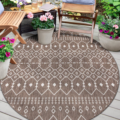 Nord Moroccan Tribal Indoor Outdoor Taupe Flatweave Rug Well Woven