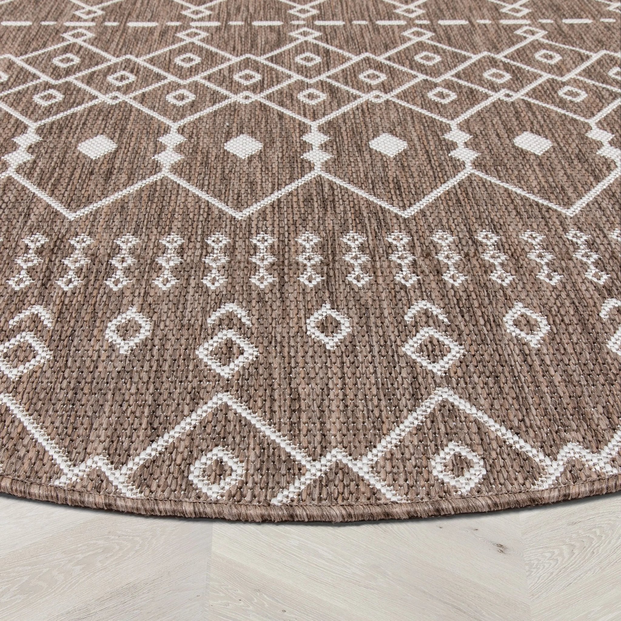 Nord Moroccan Tribal Indoor Outdoor Taupe Flatweave Rug Well Woven