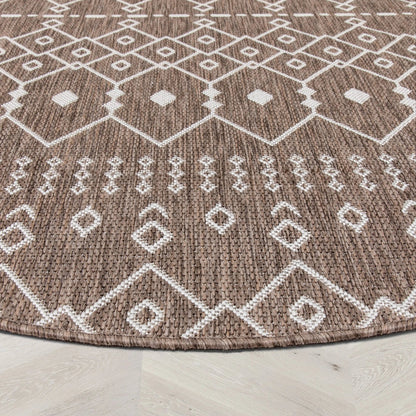 Nord Moroccan Tribal Indoor Outdoor Taupe Flatweave Rug Well Woven