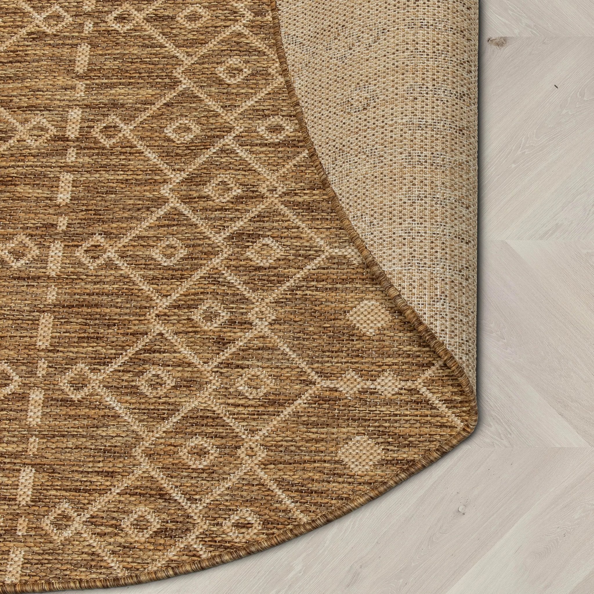 Nord Moroccan Tribal Indoor Outdoor Brown Flatweave Rug Well Woven