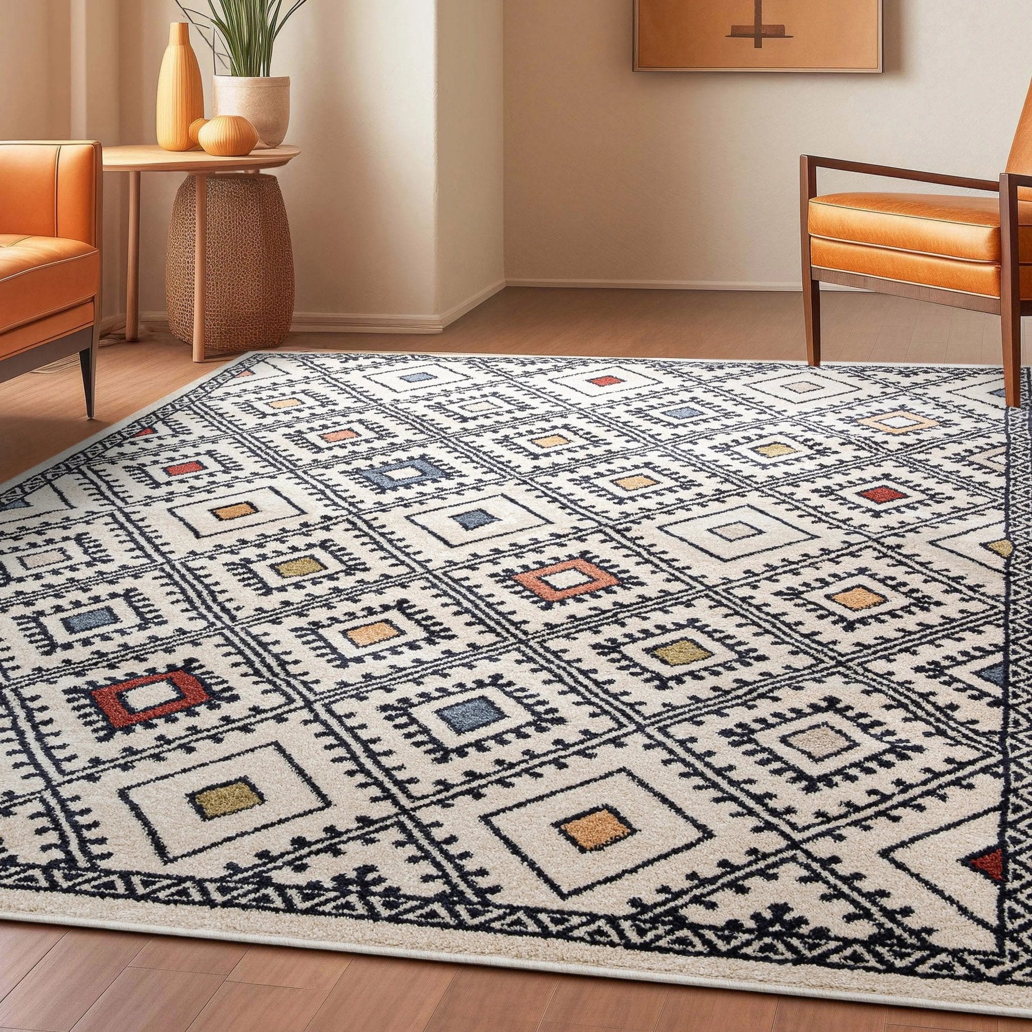 Moderne Bohemian Chic Tribal Moroccan Beige Rug Well Woven