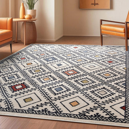 Moderne Bohemian Chic Tribal Moroccan Beige Rug Well Woven