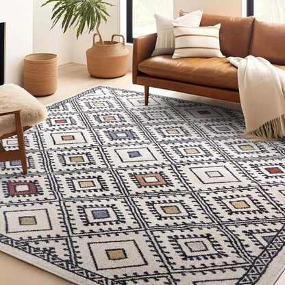 Moderne Bohemian Chic Tribal Moroccan Beige Rug Well Woven