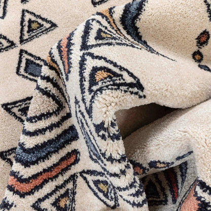 Huron Bohemian Vintage Tribal Beige Rug Well Woven