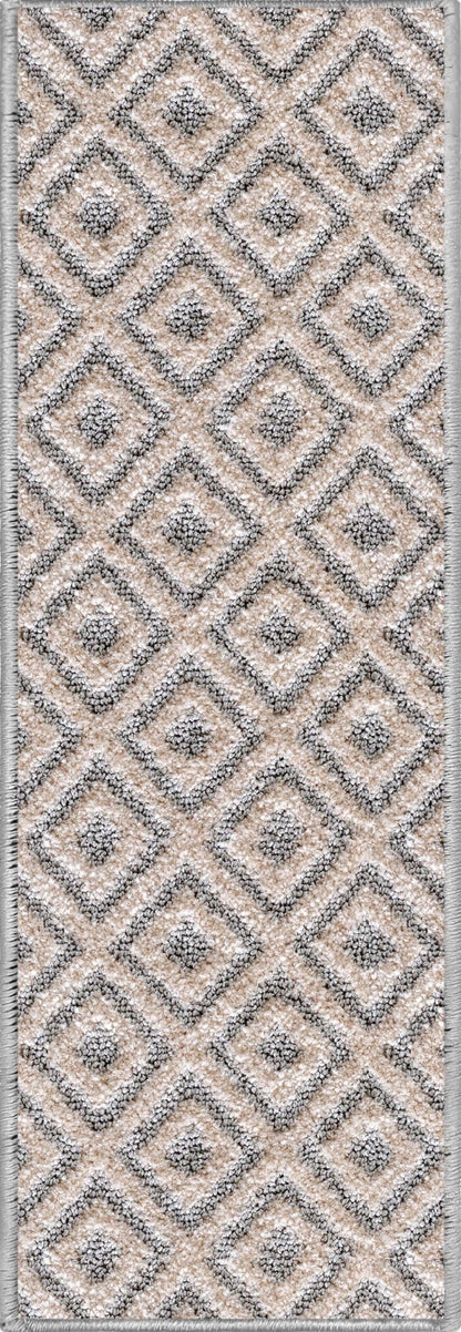 Pia Light Grey and Beige Stair Tread Rugs - Well Woven
