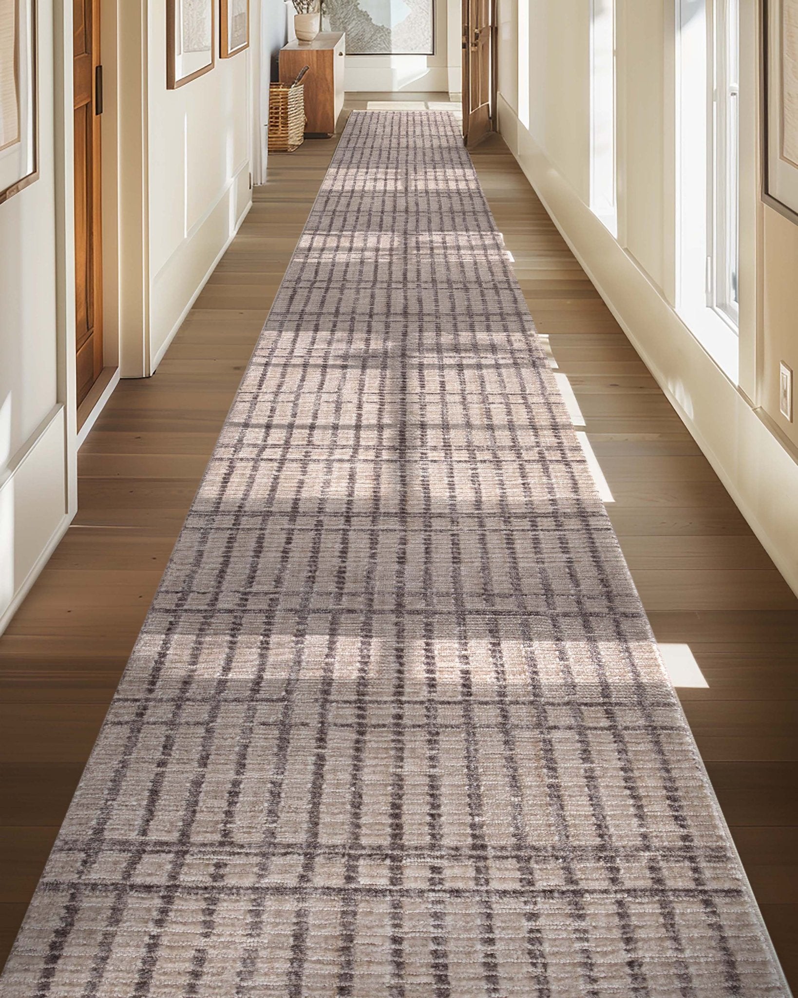 Custom Size Runner Skog Contemporary Geometric Ivory Choose Your Width x Choose Your Length - Perfect For Hallway, Stairs & Kitchen Well Woven