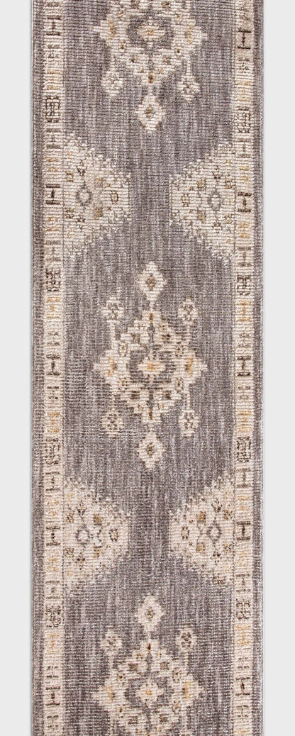 Custom Size Runner Isfjord Tribal Medallion Grey Choose Your Width x Choose Your Length - Perfect For Hallway, Stairs & Kitchen Well Woven