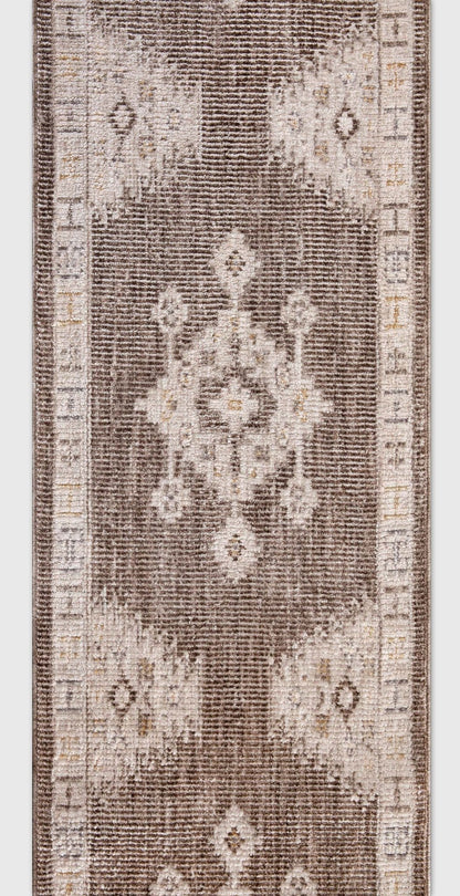 Custom Size Runner Isfjord Tribal Medallion Earth Choose Your Width x Choose Your Length - Perfect For Hallway, Stairs & Kitchen Well Woven