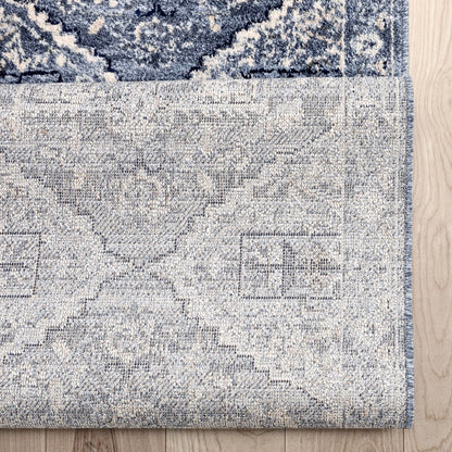Custom Size Runner Camilla Farmhouse Medallion Denim Blue Choose Your Width x Choose Your Length Hallway Runner Rug Well Woven