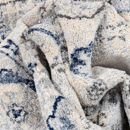 Custom Size Runner Camilla Farmhouse Medallion Ivory Blue Choose Your Width x Choose Your Length Hallway Runner Rug Well Woven