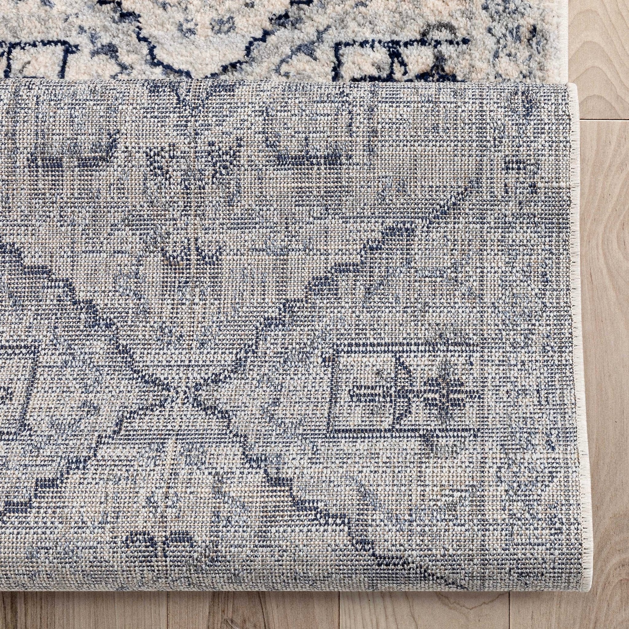 Custom Size Runner Camilla Farmhouse Medallion Ivory Blue Choose Your Width x Choose Your Length Hallway Runner Rug Well Woven