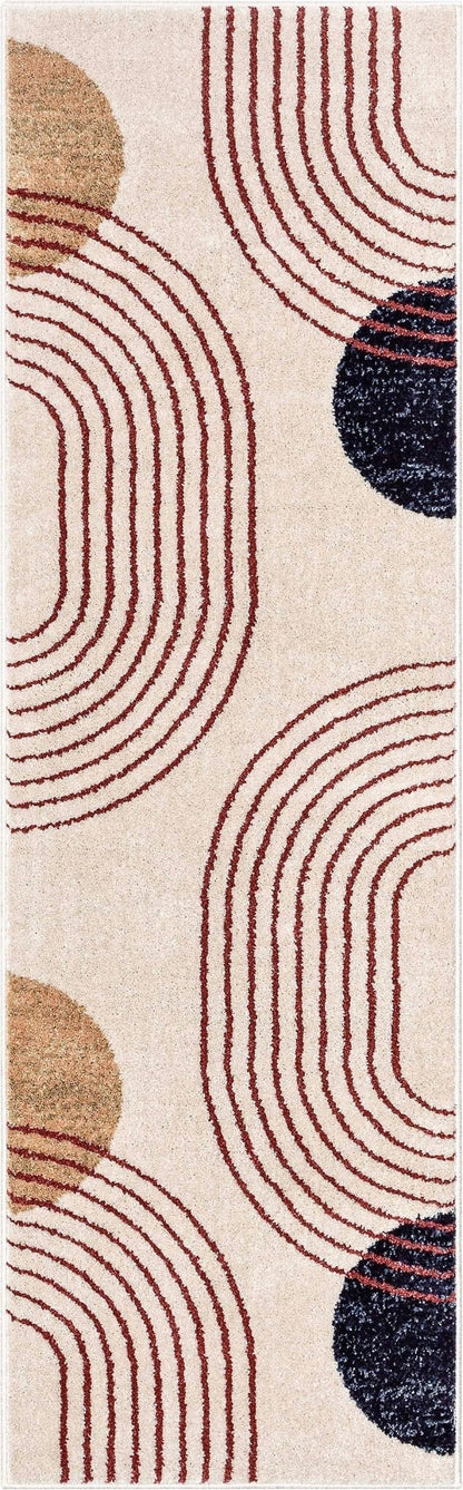 Laslow Modern Geometric Ivory Rug For Living Room, Bedroom, and Dining Room Well Woven