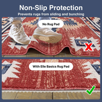Elle Basics Rug Pad - Your Non-Slip Solution for Any Surface - 1/8" Thick Cushioned -  All-Floor Protection Well Woven