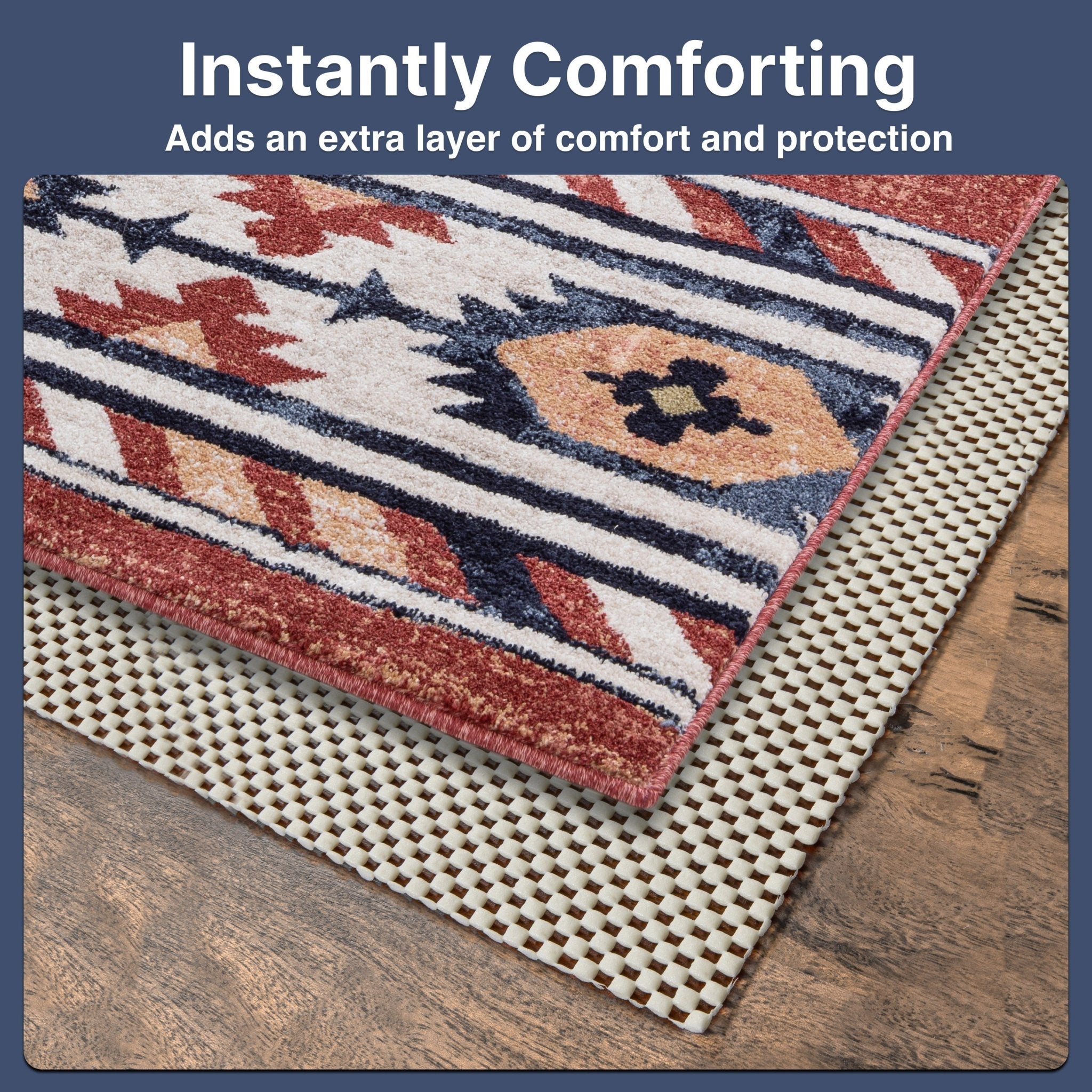 Elle Basics Rug Pad - Your Non-Slip Solution for Any Surface - 1/8" Thick Cushioned -  All-Floor Protection Well Woven