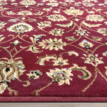 Somerset Heath – Made-to-Measure Custom Red Floral Ornate Area Rug - Well Woven - Close Up of Pile