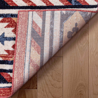 Lea Crimson Traditional Southwestern Tribal Rug Well Woven